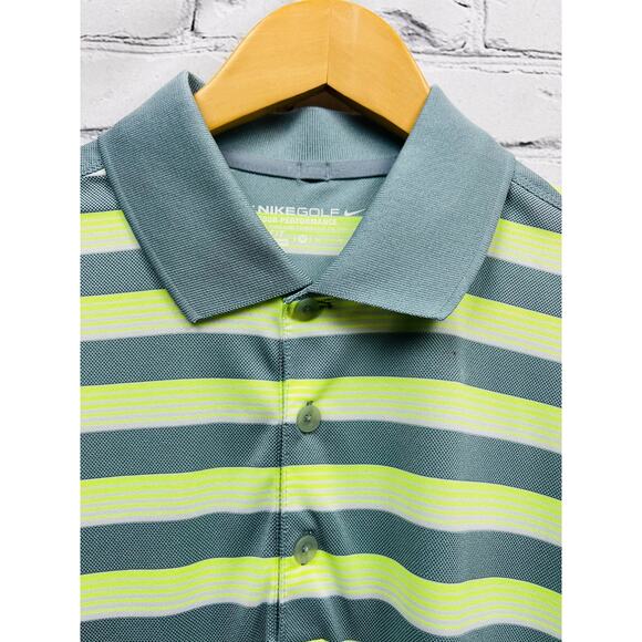NIKE GOLF Tour Performance Dri-Fit Polo Shirt Logo Striped Green Mens Size M - Picture 5 of 11